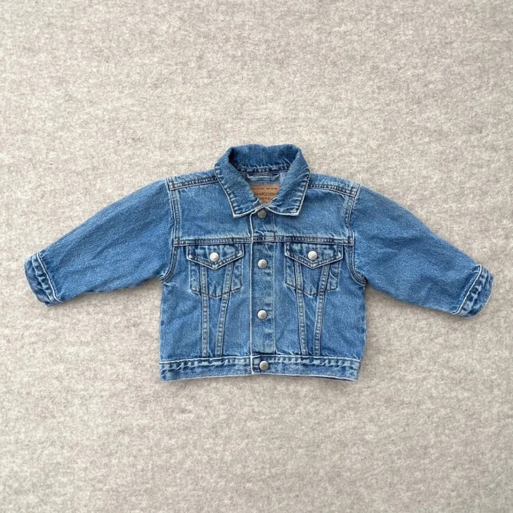 OshKosh Denim Trucker Jacket Kids 24M Blue Excellent Vintage Style 602-0001